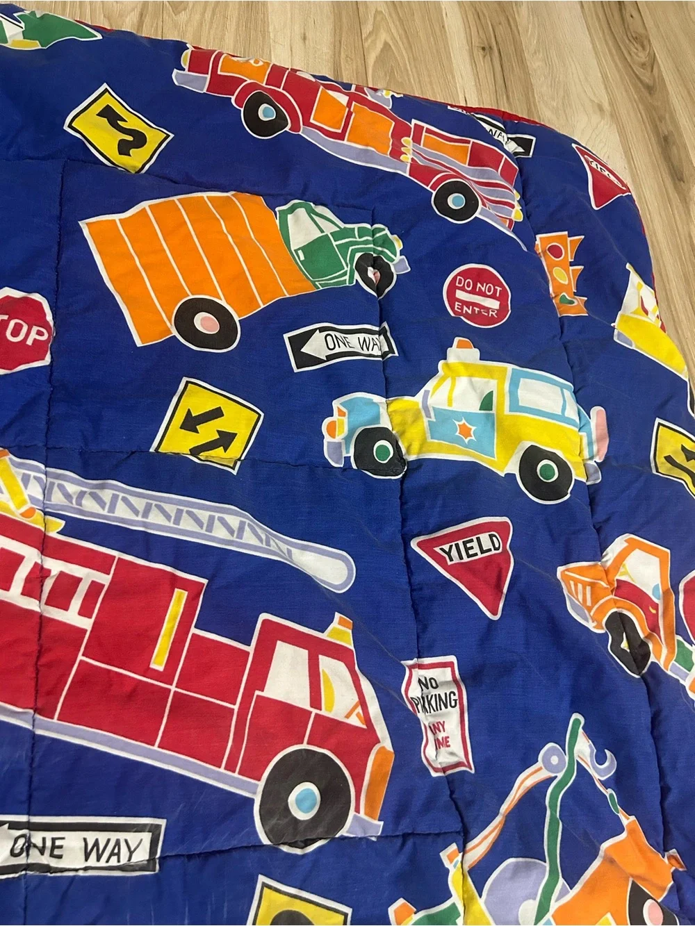 Kids Comforter - Blue Construction & Vehicles Print